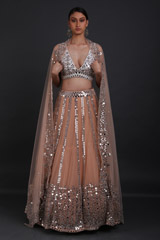 Peach Mirror Work Lehenga