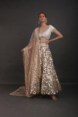 Peach Raw Silk Chandheri Lehenga5184_video