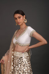 Peach Raw Silk Chandheri LehengaIMG_3004