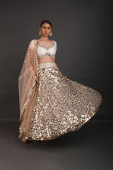 Peach Raw Silk Chandheri LehengaIMG_3015