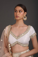 Peach Raw Silk Chandheri LehengaIMG_3021