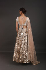 Peach Raw Silk Chandheri LehengaIMG_3032