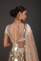 Peach Raw Silk Chandheri LehengaIMG_3038