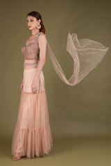 Salmon Pearl Net Embellished top and bottom setDSC03550