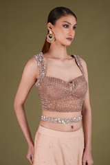 Salmon Pearl Net Embellished top and bottom setDSC03552