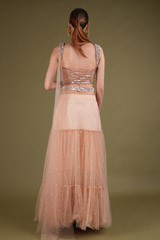 Salmon Pearl Net Embellished top and bottom setDSC03554