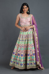 Peach Banarasi Lehenga Set
