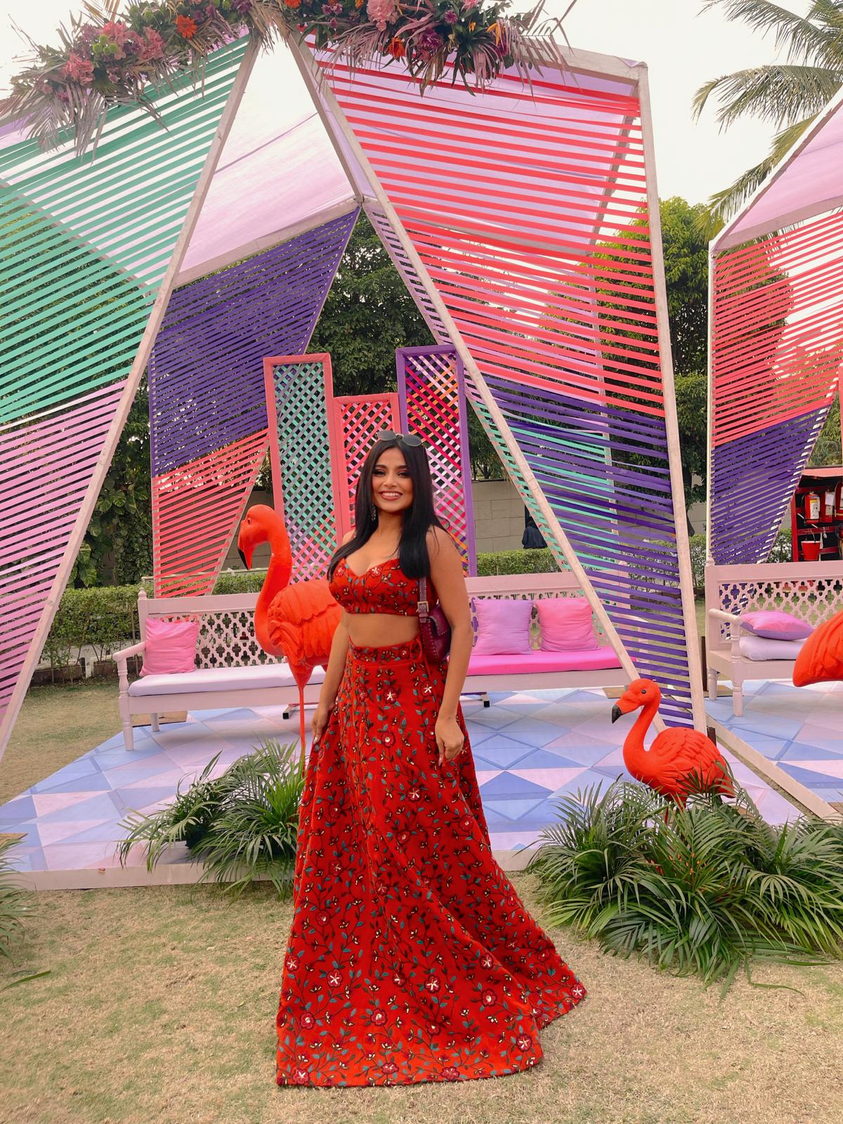 Red Floral Top Bottom Set