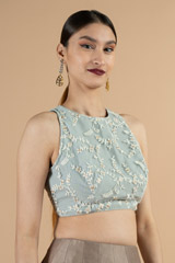 Silver Halter Neck BlouseDSC06896