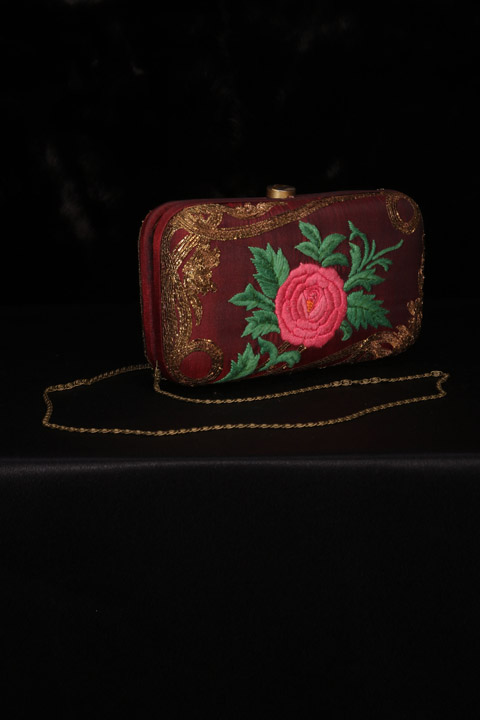 Maroon Rose Clutch