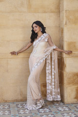 Peach Embroidered Saree