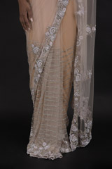 Peach Embroidered Saree_DTR0363