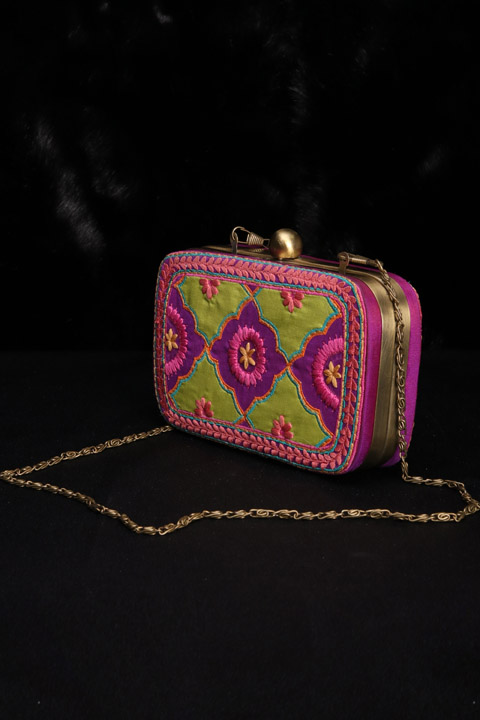 Multi Color Honey Comb Clutch