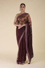 Maroon Embroidered Saree