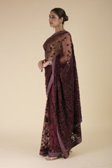 Maroon Embroidered Saree_DTR2377