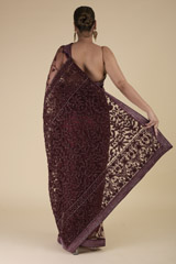 Maroon Embroidered Saree_DTR2381