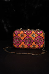 Fuchsia Orange Honeycomb ClutchIMG_1631