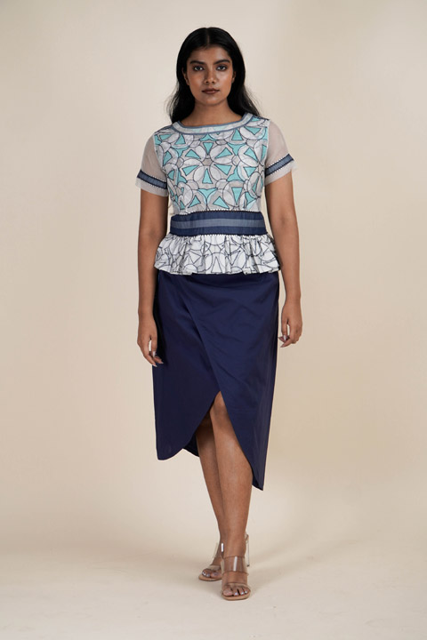 Navy Overlap Skirt