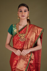 Red silk sareeDSC03763