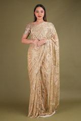 Gold Silver Lace Saree