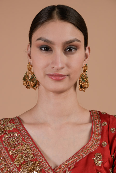 Two Peacock Gold Earrings