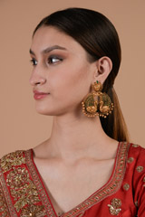 Two Peacock Gold Earrings_DTR3968