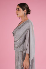 Light Grey Embellished Slit GownDSC05251