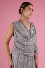 Light Grey Embellished Slit GownDSC05254