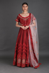Red Embroidered Anarkali SetIMG_1009