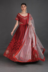 Red Embroidered Anarkali SetIMG_1013