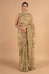Golden Brown Sequin Saree