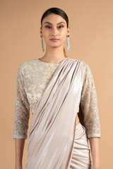 Nude Metallic Pre Draped SareeDSC00563