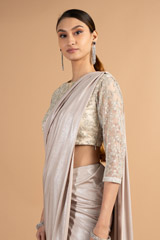 Nude Metallic Pre Draped SareeDSC00568