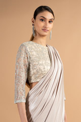 Nude Metallic Pre Draped SareeDSC00575