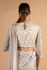 Nude Metallic Pre Draped SareeDSC00576