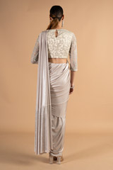Nude Metallic Pre Draped SareeDSC00577
