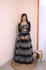 Printed Crepe Black top and bottom set1