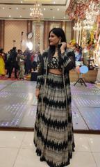 Printed Crepe Black top and bottom set2