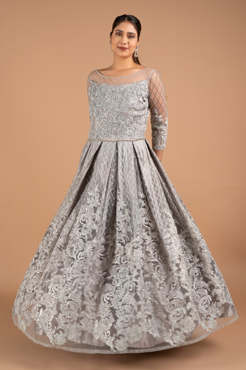 Grey Embellished Gown