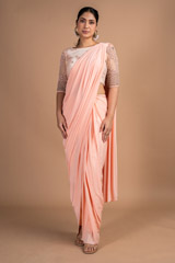 Mist Pink Floral Saree GownDSC09746