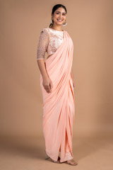 Mist Pink Floral Saree GownDSC09750