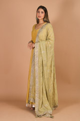 Yellow Anarkali With Golden Embroiderey Olive DupattaIMG_9461