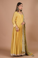 Yellow Anarkali With Golden Embroiderey Olive DupattaIMG_9463