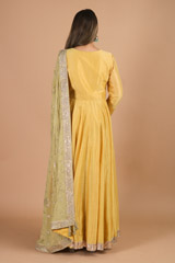 Yellow Anarkali With Golden Embroiderey Olive DupattaIMG_9465