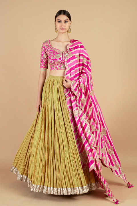Wrinkle Cotton Lehenga Set