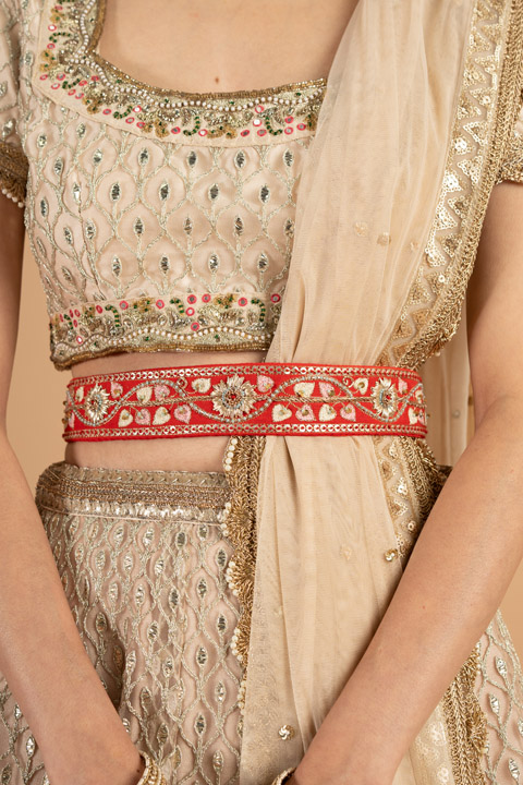 Red Flower Embroidered Belt