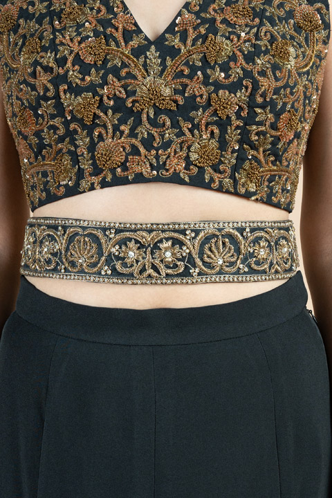 Zari Work with Pearl Embroidered BlackBelt