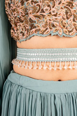 Sea Blue Pearl Mesh Drops Belt1