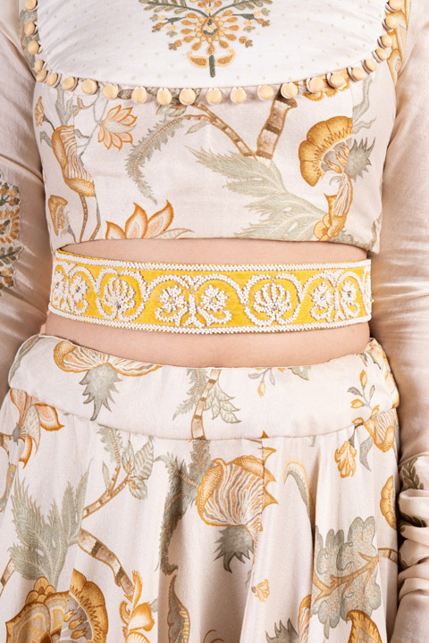 Tacky Yellow Pearl Embroidered Belt