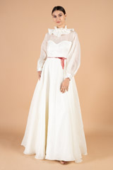 White Organza Pleated Collar GownDSC03596